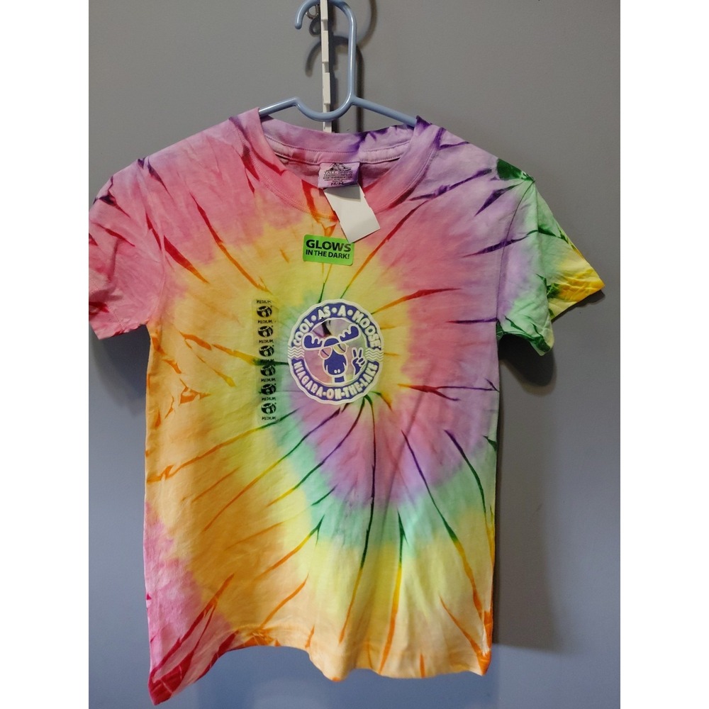 Glow In The Dark Tye Dye Youth Shirt M NWT Short Sleeve Bright Happy
